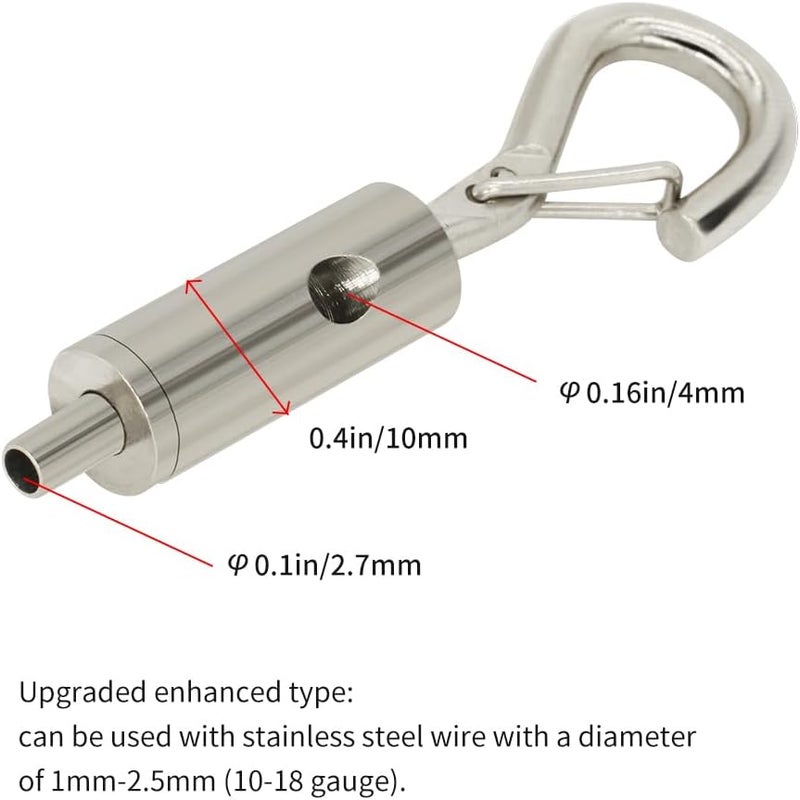 YQL Portable Hook & Eye Turnbuckle Tension for 1/16-3/32 Galvanized /304/316 Stainless Steel Cable Guide Wire Rope light hanging Suspension Accessories Pack-6 - Image 3